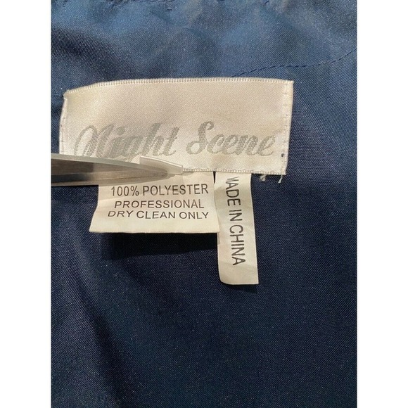 Night Scene - Sequin top mother of bride formal Navy long dress women's size 6X - Picture 5 of 6
